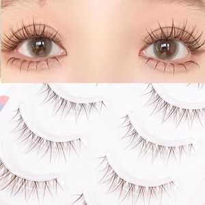 False Eyelashes 5 Pairs Strip Reusable Easy To Apply Glue On Curly Fluffy Dramatic Fake Eyelash Wispy Natural Faux Mink Lashes