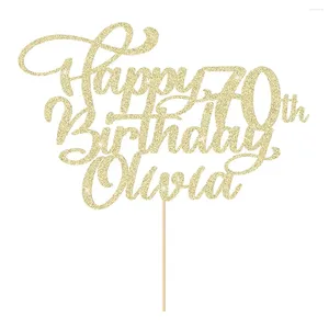 Party Supplies Personlig Happy Birthday Cake Topper Anpassad dekoration med valfritt namn Multicolour Glitter 16: e 18: e 21: e