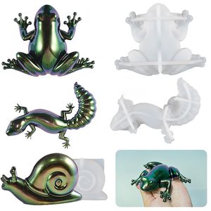 1/2pcs 3D Easter Snail Frog Shape Epoxy Resin Animal Moulds Key Chain Pendant Ornament Jewelry Silicone Mold Desktop Ornament