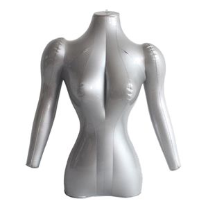 28.35 '' Uppblåsbar manlig mannequin byst t-shirt toppdummy butiksmodeller hållare silver