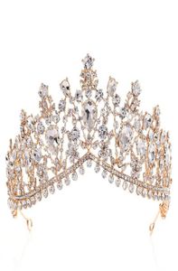 Lyxiga strass Tiara kronor Crystal Bridal Hair Accessories Bröllopshuvudstycken Quinceanera Pageant Prom Queen Tiara Princess CR1177081