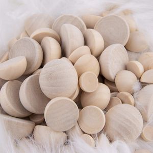 1-50pcs Half Wooden Beads Natural Wood Balls Split Round Wood Balls For DIY Kids Arts Make Gnome Noses Crafts Christmas Decorate