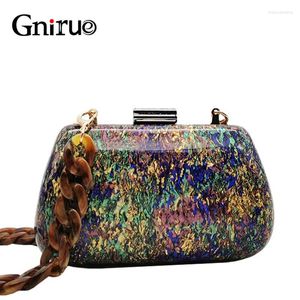 Abendtaschen Mode farbenfrohe Acryl Luxus Frauen Messenger Elegant Marmor Clutch Party Abschlussball Hochzeit Handtaschen