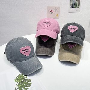 Kvinnor Baseball Cap Vintage Washed Cotton Soft Top Dad Hat Retro Y2K Pink Love Heart Letter broderade mössor 240411