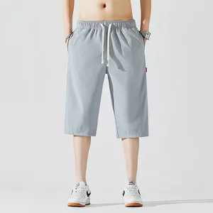 Herr shorts elegant mode harajuku smal fit ropa hombre löst avslappnad solid alla matchar sport tunna stickfickor byxor