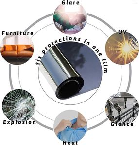 ウィンドウステッカーマルチサイズの片面鏡フィルムサンプロテクションガラスステッカーサーモスタット反射性自己接着シェード