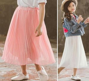 Saias Little Girls Salia de verão Teen High Caist Long Maxi Spring School School Rosa Branco Black Crianças Roupas 20212504485