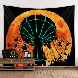 Taquestres psicodélicos Lua Arte do sol e tapeçaria abstrata colorida de fundo estrelado pano bohemian mandala hippie decoração de casa r0411