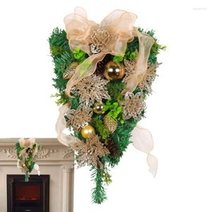 装飾花のクリスマスドアリースとランプボールボール人工ポインセチアフラワーホリデーフロントデコレーション