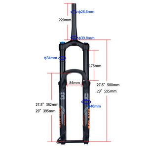 Bolany MTB Bike Fork 175mm Viagem 27,5/29erthru eixo 15*110mm Boost 148mm Ajuste de rebote Bicyle Fork Down Hill para DH AM