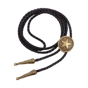 American Bolo Tie Punk Cowboy Faux Leather floided Rope Slitte Western Halsband Kostymtillbehör för män kvinnor