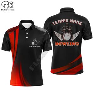 Пользовательская рубашка для боулинга для мужчин Greenblack Bowling Jersey с именем лиги боулинг поло с коротким рукавом 3D рубашки футболки