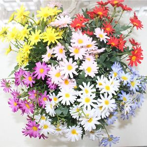 Dekoratif çiçekler yapay bitkiler 35cm güneş çiçek renkli küçük papatya ipek ev bahçesi dekorasyon Chrysanthemum düğün diy partisi