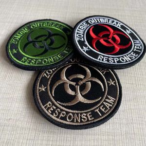 8cm Biohazard Applikum Emblem, Zombie -Ausbruchs -Reaktionsteam Stickerei Kleidung Abzeichen Taktischer Patch, Haken und Loop -Patches