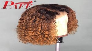 Paff Bob Short Bob Curly peruca ombre cor 136 renda frontal Human Human peruca pré -arrancada Remy Brasil Wig com Baby Hair16758349077477