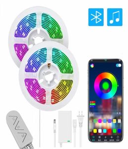 RGB LED Strip Light SMD5050 5M RGB TAPE DC12V LED -remsor Lätt flexibel striplampa med ny design IR Bluetooth Music Controller T3202718