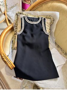 Casual Dresses 24 Summer Heavy Industry Colorful Diamond Embroidery French Style Girl Sleeveless MIU Dress