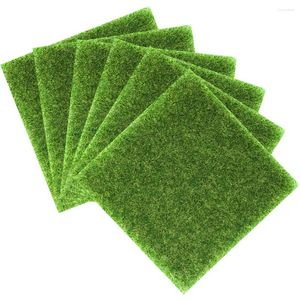 Decorative Flowers 6 Pcs Mini Lawn Multi-function Fake Grass Decor Wear-resistant Mat Small Pvc Craft Artificial Plant