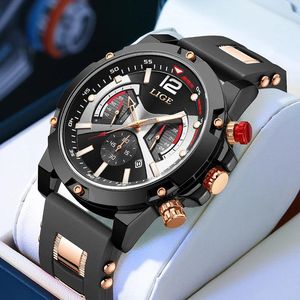 Нарученные часы Lige Watches for Men Casual Watch Luxury Big Dial Top Top Brandwatch Дата часы Relogio Masculino Saati