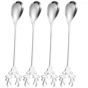 Colheres 4pcs de sobremesa de degustação de aço inoxidável metal para sopa