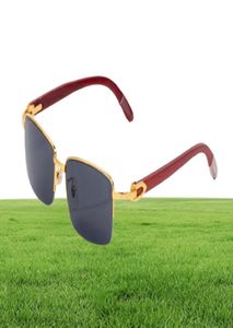 Xury Brand Glasses Designer Sunglasses Rimless Golden Half Frame Carvings木製竹の脚ファッションバッファローホーンナチュラル2130240