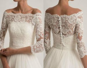 Lace Wedding Jacket For Strapless Wedding Dresses Elegant Long Sleeve Bridal Lace Jackets White Wedding Accessories Applique Ivory7734833