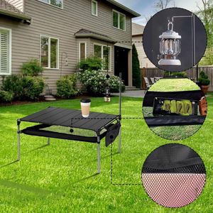 Camp Furniture Camping Aluminum Alloy Table Outdoor Compact Folding With Light Pole Collapsible Picnic For Backyards Party Hiking