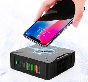 USB C 45W PD Charger Station Power Adapter Wireless 75W Leverans QC30 Desk Quick Charge Qi Stand 5Ports för PC -surfplatta8179848