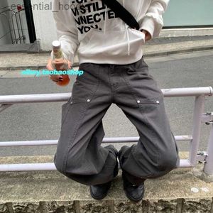 여성용 바지 Capris American Retro Rivet 여성용 여성용 바지 2024 여름 새로운 하이 허리 색깔의 직접적인 바지 C240411 C240411