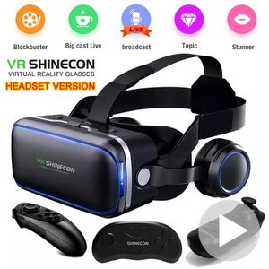 G04EAオリジナルVR Shinecon 6.0 Virtual Reality Glasses 3D VR GlassesステレオヘルメットヘッドセットAndroid 240410のリモートコントロール