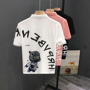 メンズサマーサマーのポロシャツ薄いラペル半袖Tシャツ、インターネットで人気、新しいメンズファッショナブルなスリムフィットトップ、印刷された半袖