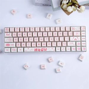 Tillbehör 133 KeyCaps Cute Cartoon Cat Theme Dye SubliMation XDA PBT KeyCaps för mekaniskt tangentbord för MX -switchar 68/84/96/98/104/Keys