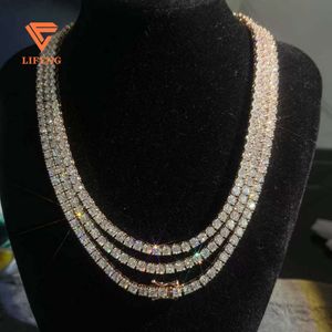 2024 Wholesale Hip Hop Jewelry Yellow White Rose Gold Vvs Moissanite Diamond Iced Out Custom Tennis Chain