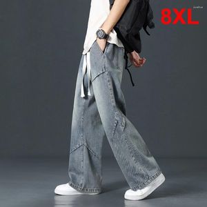 Men's Jeans Vintage Men Plus Size 8XL Denim Pant Harajuku Fashion Casual Straight Pants Male Elastic Waist Big