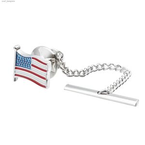 Tie Clips HAWSON Gift Tie Tack Silver and Gold Color American Flag High Quality Tie Tack Army Independent Day Souvenir Free Shipping Y240411