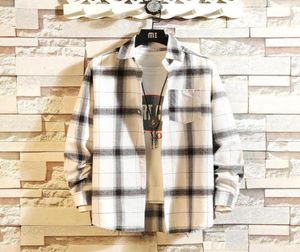 Retro Mens Shirt New 2021 Flannel Plaid Men039s Shirt Long Sleeve 100 Cotton Loose Streetwear Jacket Shirts Kpop Clothes Drops36964438242