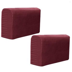 Chair Covers Universal Stretch Polar Fleece Sofa Arm Cover Burgundy Two-piece Set Rest Towel Armrest Protector Reclining