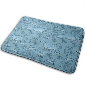 Tapetes a caça - tapete de tapete azul claro tapete anti -slip bedroom porta borzoi russo lobohound sighthound cambando abertura aberta