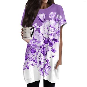 Women's T Shirts Shirt Round Neck Short Sleeves With Pocket Print Regular Fitops Clothing Offers Youthful Woman Clothes 2024