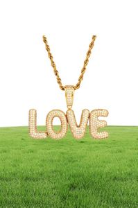 New Men039s Custom Name Small Bubble Letters Necklaces Pendant Ice Out Cubic Zircon Hip Hop Jewelry Rope Chain Two Color3383469