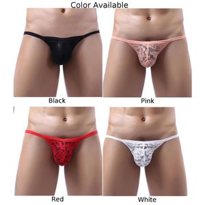 Sexy Underwear For Men Lace Thong Male See Through Tanga Hombre G-String Transparent Briefs Lingerie Underpants T-Back Panties