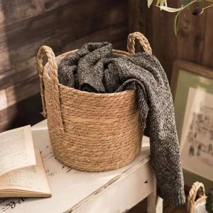 Natural Wicker Planter Basket Flower Pot Home Garden Decor Tvätt Tvätten Hink Dirty Clothes Storage Baskets Toy Holders