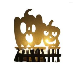 Titulares de vela Stand Halloween Ferro de abóbora Lanterna versátil Metal Craft Tealight Decor for Home Outdoor