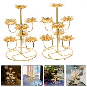 Ljushållare 2st Metal Light Cup Lotus Butter Lamp Holder Home Decoration For Temples Buddhist Supplies Patio Restauranger Rum Tray