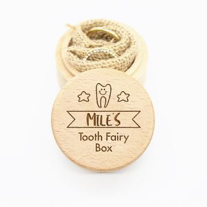 Personlig tjej pojke trä tandlåda graverade mjölk tänder förvaring samla tänder navelspara gåvor anpassade namn Keepakeslådor