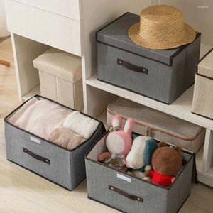 Förvaringspåsar stora kapacitet fällbara lådor Hållbart hushåll med lock Toy/Book Organizer Canvas fällbara tygkläderkorg