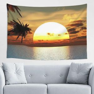 Tapestries Sea Sunset Skin-Friendly Decor Tapestry Wall Hanging Outdoor Ambiance Portable Decorate Picnic Cloth Lightweight All-