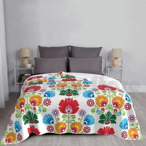 ブランケットポーランドフォークアートWycinanki Floral Pattern Face Cover Sofa Bed Travelpolingの毛布