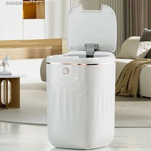 Avfallsfack 20/22l Badrumssensor Electric WasteBasket Bedroom Smart Trash Can Automatisk vattentät återvinningskorg för Livin Room Kitchen L49