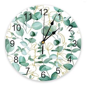 Relógios de parede Plantas de verão folhas de relógio Decoração de casa Decoração de casa grande quartzo mudo de quartzo quarto relógio de decoração